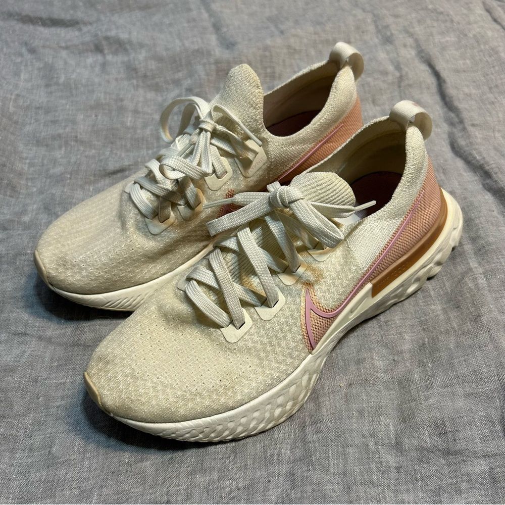 Nike React Infinity Run Flyknit Lunar Metallic Athletic Running Shoes Size 9.5
